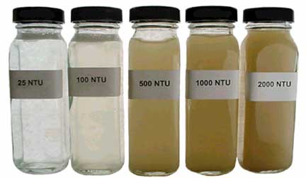 Photo of vials showing turbidity